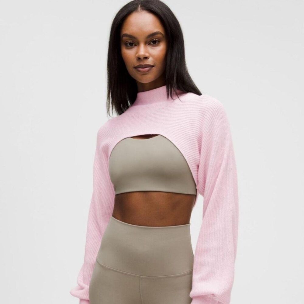 Lululemon Cotton-Blend Mockneck Knit Shrug | Blissful Pink | Small | RARE